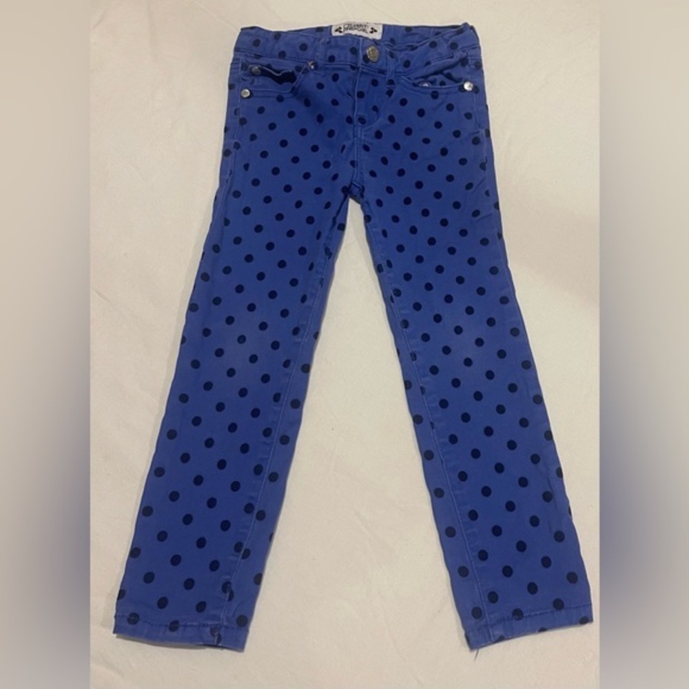 Celerity Pink Girls electric blue polka dot pants child size 5
